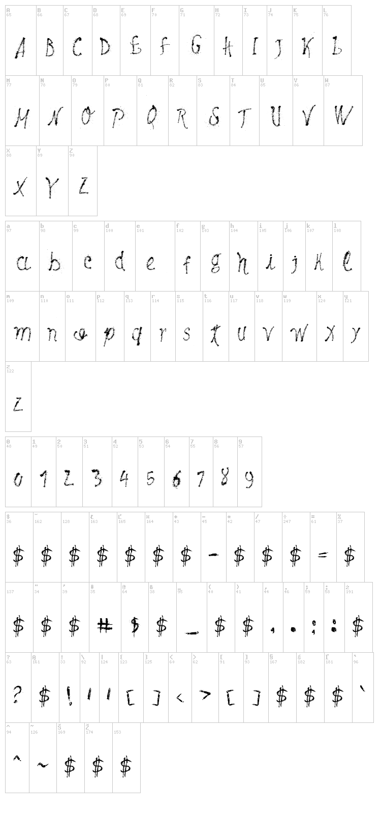 Maybe Pollock font map